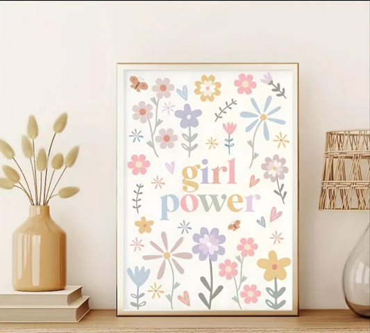 Wand-Bild Poster Kinderzimmer Spielzimmer gerahmt "Girl Power" 30x40 cm