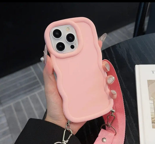 Smartphone Schutzhülle Case mit Band rosa Wellen Iphone 16