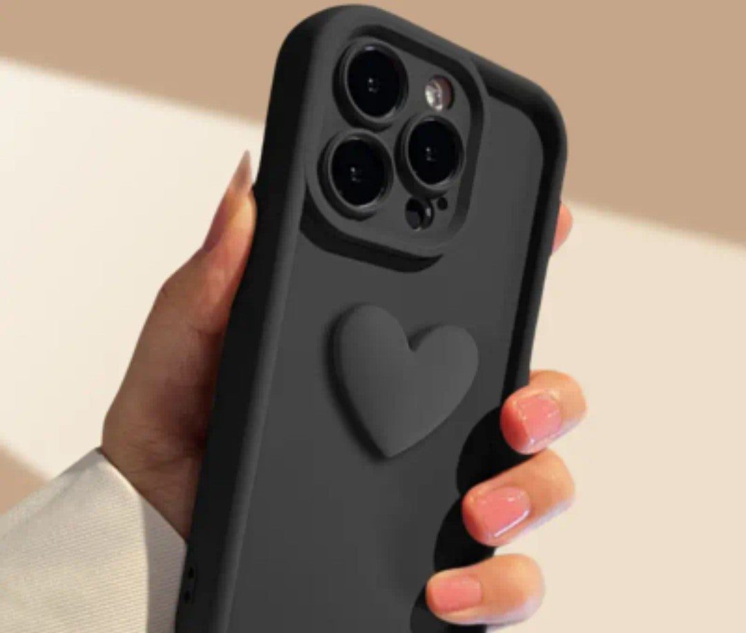 Smartphone Schutzhülle Case schwarz 3D Herz Iphone 16