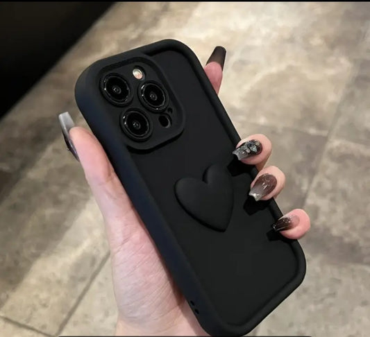 Smartphone Schutzhülle Case schwarz 3D Herz Iphone 16