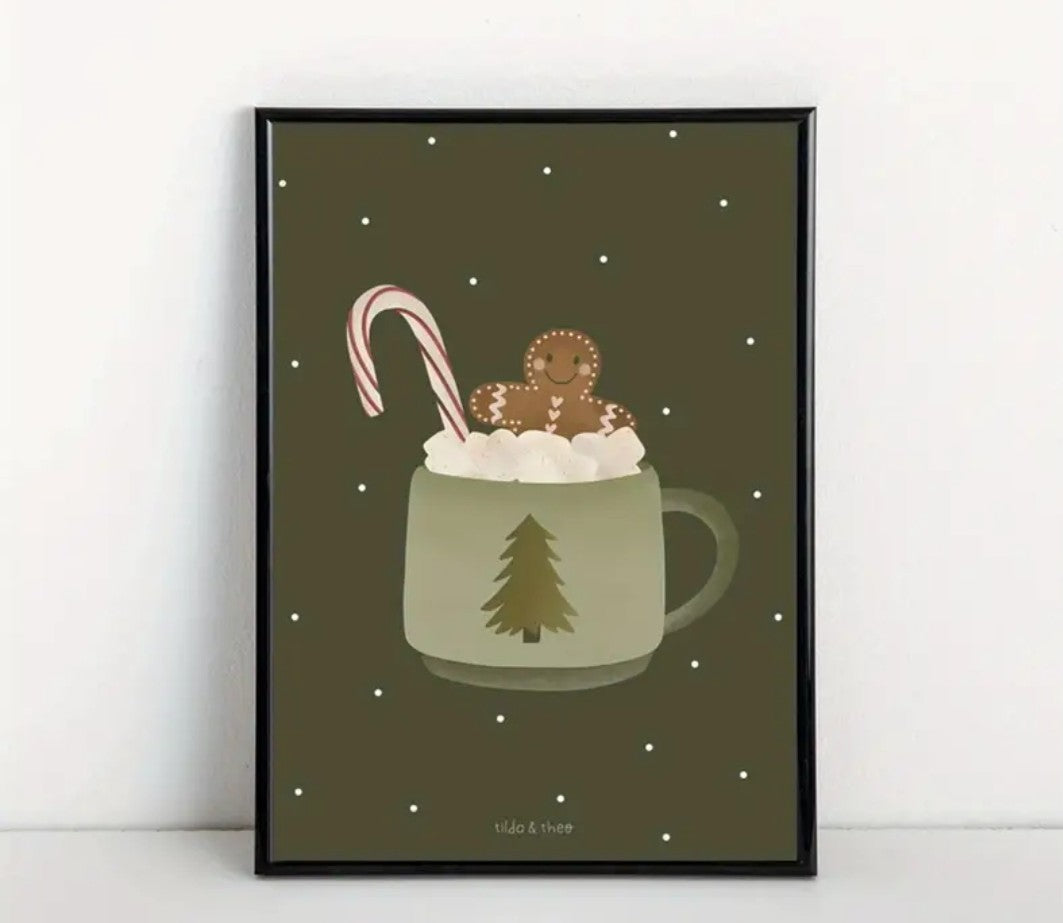 Wand-Bild Poster aus Leinwandstoff Weihnachten Christmas gerahmt mit Rahmen Druck 20×30cm minimalistisch