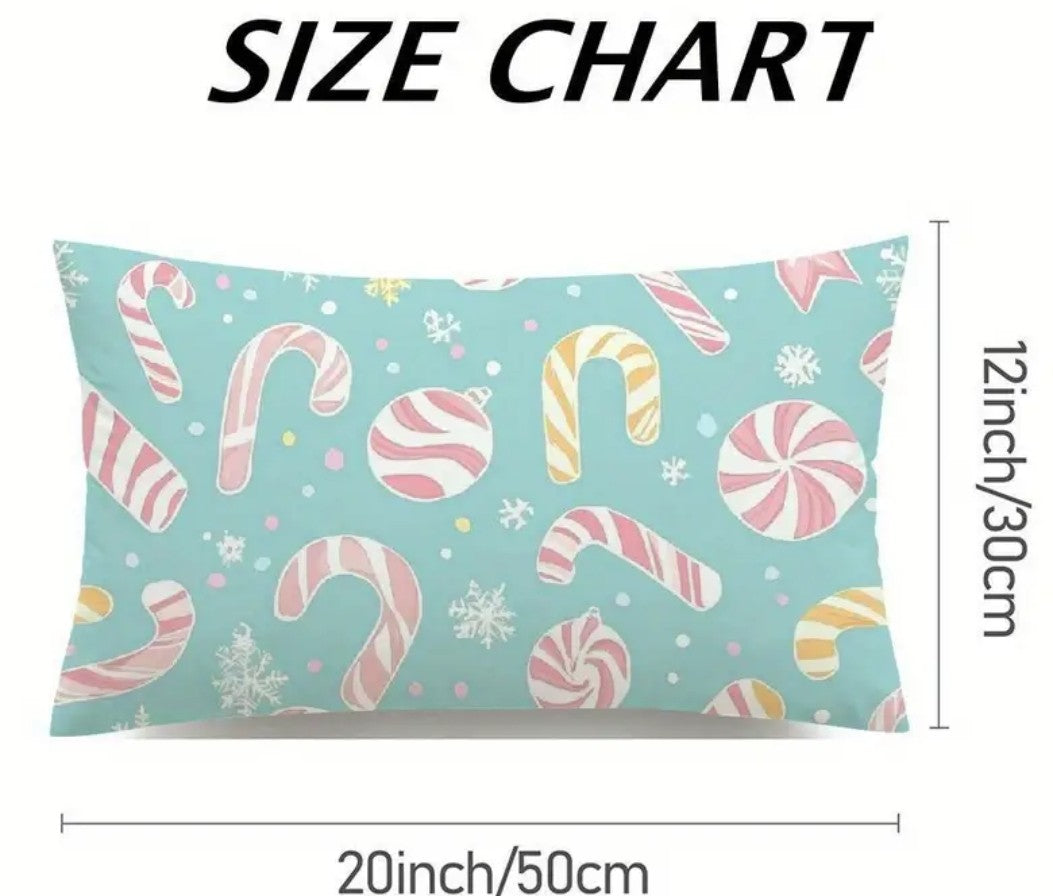 Kissenbezug Weihnachten Candy Zierkissenbezüge Deko Kissenhülle für Sofa Couch Schlafzimmer Wohnzimmer 30x50 cm 1 Stück