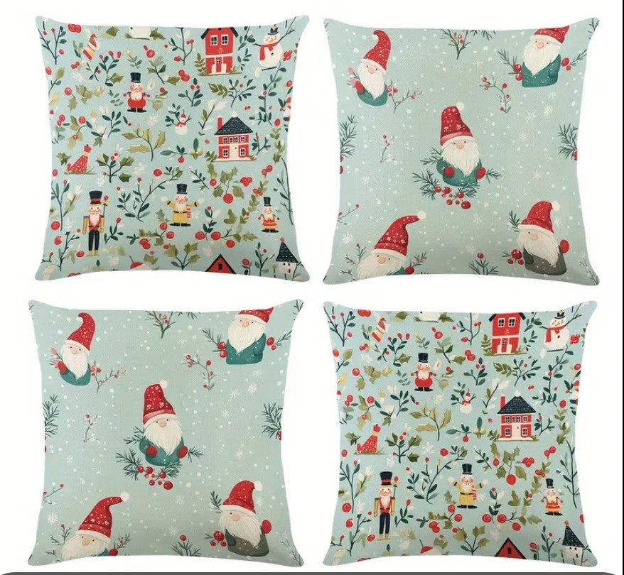 Kissenbezug Weihnachten Wichtel Zierkissenbezüge Deko Kissenhülle für Sofa Couch Schlafzimmer Wohnzimmer 45x45 cm