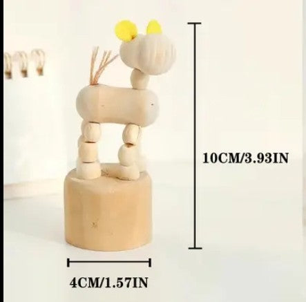 Drückfiguren aus Holz Wackelfigur Tiere Spielzeug Deko