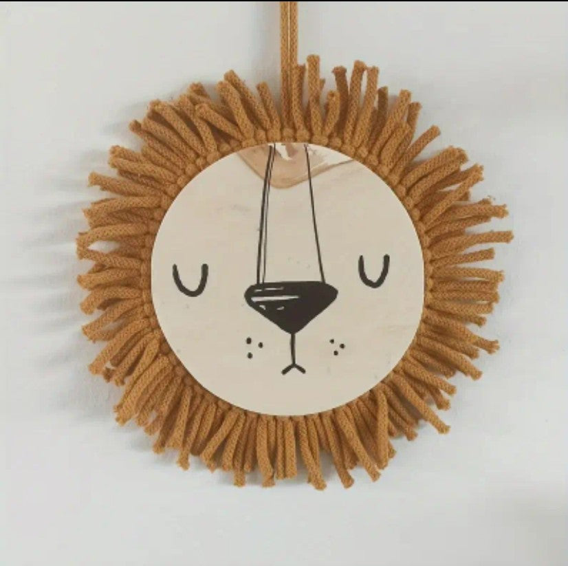 Wanddekoration Hänger Wandschmuck Schild Holz Kinderzimmer Löwen handgefertigt Holztafel 23 cm